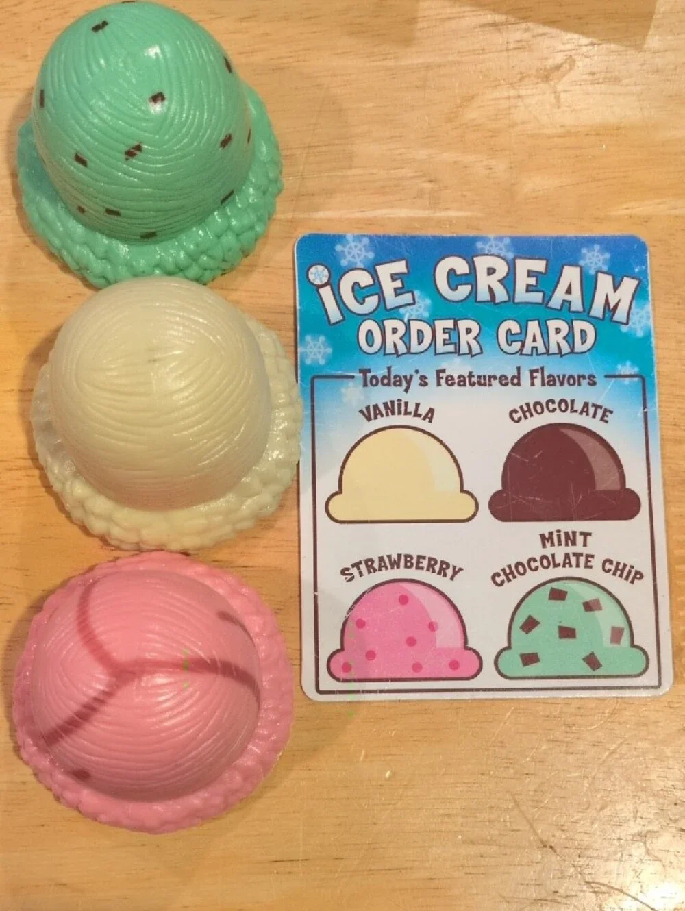 Classic Kids Ice Cream Playset with Blue Tin - Pink, Green, Cream & Gray Pieces